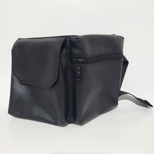 PUMA Unisex Black Faux Leather Double Pouch Fanny Pack